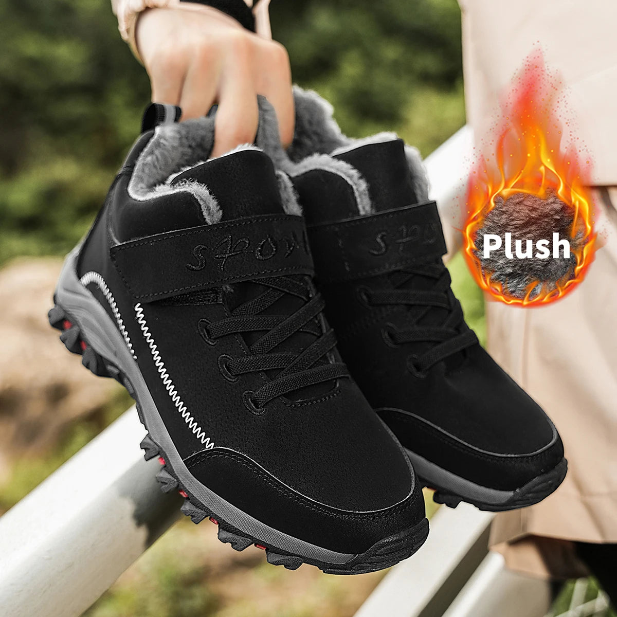 Women's winter velvet warm and thick mother's shoes snow boots sports and leisure middle-aged and elderly walking shoes anti sli